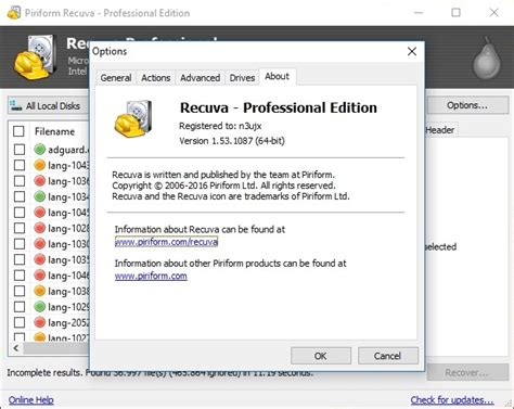 Complimentary download of Recuva Professional 1.53 Portable